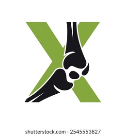 Logotipo ortopédico combinado com modelo de vetor letra X