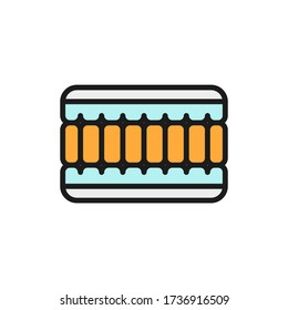 Orthopaedic memory foam mattress flat color line icon.