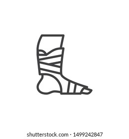 Orthopedic Ankle Bandage line icon. linear style sign for mobile concept and web design. Foot ankle brace outline vector icon. Symbol, logo illustration. Vector graphics