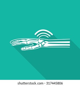 Orthopedic arm, hand  symbol icon with long shadow.