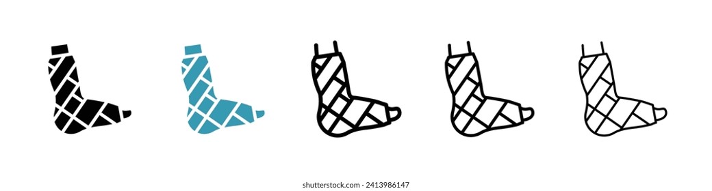 Orthopedic Cast Vector Icon Set. Limb fracture and injury recovery vector symbol for UI design.