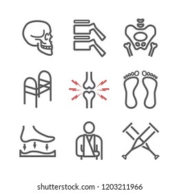 Orthopedic Center. Clinic line icons. Vector signs.