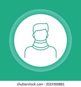 Orthopedic cervical neck collar color button icon. Isolated vector element. 