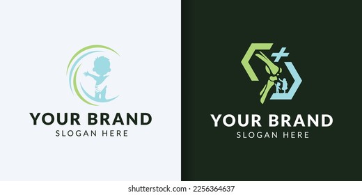 orthopedic clinic logo design for pediatric massage therapy with ankle and circle concept