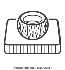 Orthopedic coconut coir mattress, natural material, isolated icon vector. Coco fiber bedding, organic product, outline symbol. Furniture and bedding, correct position for sleep, bed covering