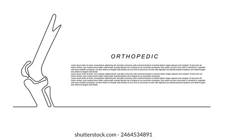 orthopedic continuous line.bone joint line drawing for orthopedic background.