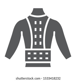 Orthopedic corset glyph icon, orthopedic and medical, posture correction brace sign, vector graphics, a solid pattern on a white background, eps 10.
