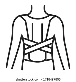 Orthopedic corset line black icon. Posture corrector. Isolated vector element. 