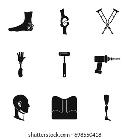 Orthopedic disease icon set. Simple style set of 9 orthopedic disease vector icons for web isolated on white background
