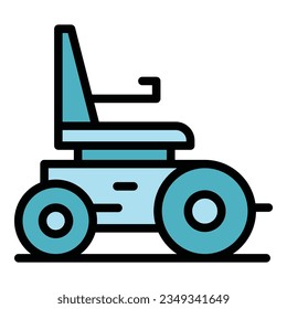 Orthopedic electric wheelchair icon outline vector. Scooter chair. Power drive color flat