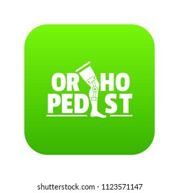 Orthopedic icon green vector isolated on white background