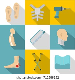 Orthopedic icon set. Flat style set of 9 orthopedic vector icons for web design