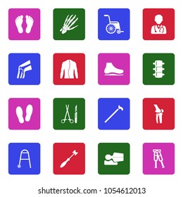 Orthopedic Icons. White Flat Design In Square. Vector Illustration. 