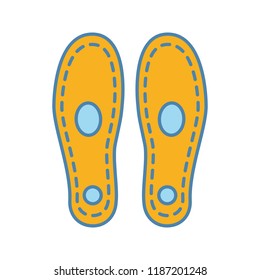 Orthopedic insoles color icon. Arch support. Orthotic insoles. Shoe pads. Flat foot treatment. Isolated vector illustration