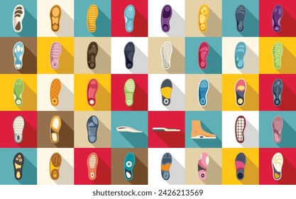 Orthopedic insoles icons set flat vector. Footwear insole. Sole support