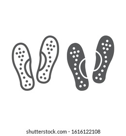 Orthopedic insoles line and glyph icon, orthopedic and medical, flat foot correct sign, vector graphics, a linear pattern on a white background, eps 10.