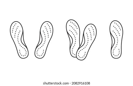 Orthopedic insoles  linear icons set  Outline simple vector orthotic arch support  Contour isolated pictogram white background
