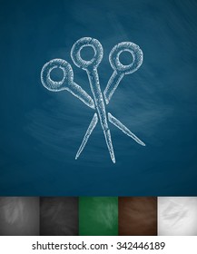 orthopedic instruments icon. Hand drawn vector illustration. Chalkboard Design