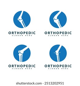 Design de logotipo ortopédico com símbolo de articulação do joelho - ícone médico e de saúde