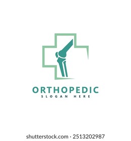 Diseño de logotipo ortopédico con símbolo de articulación de rodilla - icono médico y de atención médica