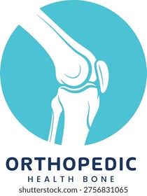 Orthopedic Logo with Knee Joint Bone Medical Health Symbol. orthopedic icon specializing in sports medicine. Orthopedic Health Bone Logo Design
