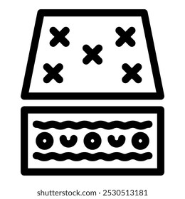 Orthopedic mattress layers showing its filling and comfortable sleeping surface
