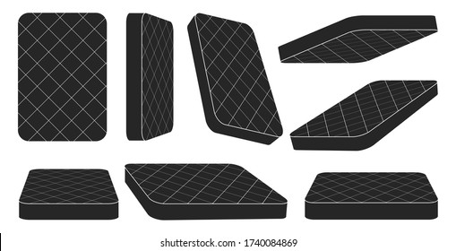 Orthopedic mattress vector black set icon. Vector illustration mattress of bed on white background .Black set icon furniture of bedroom.