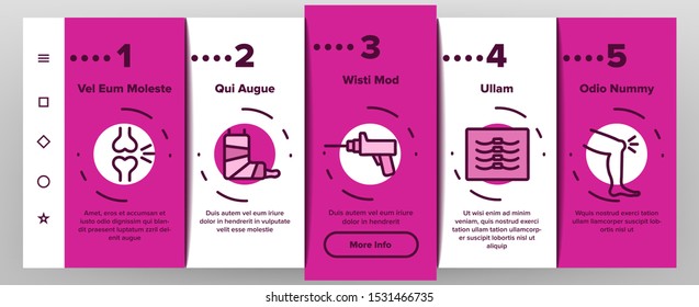 Orthopedic Onboarding Mobile App Page Screen Vector Icons Set Thin Line. Orthopedic And Trauma Rehabilitation, Cervical Collar And Walkers Concept Linear Pictograms. Medical Rehab Illustrations