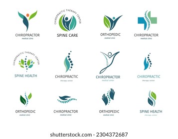 Orthopedic, osteopathic, chiropractic logo design. Health spine, sport massages concept design