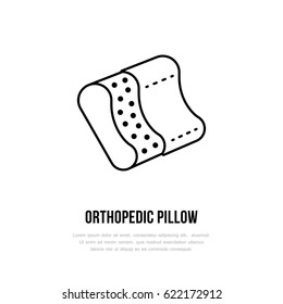 Orthopedic Pillow Icon, Line Logo. Flat Sign For Ergonomic Healthy Sleeping