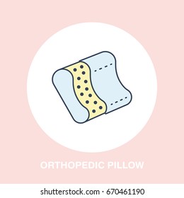 Orthopedic pillow icon, line logo. Flat sign for ergonomic healthy sleeping.