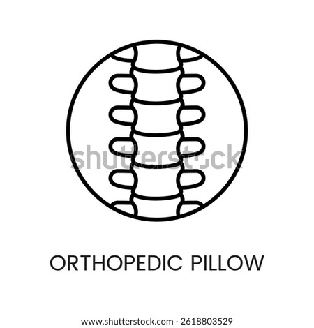 Orthopedic pillow icon representing spine alignment and ergonomic support ideal for health sleep product branding and medical packaging line icon in vector with editable stroke.