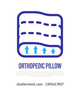 Orthopedic pillow thin line icon. Foam cushion. Vector illustration.