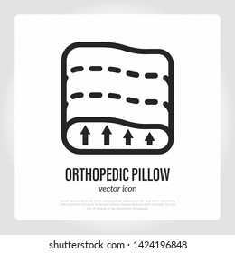 Orthopedic pillow thin line icon. Foam cushion. Vector illustration.