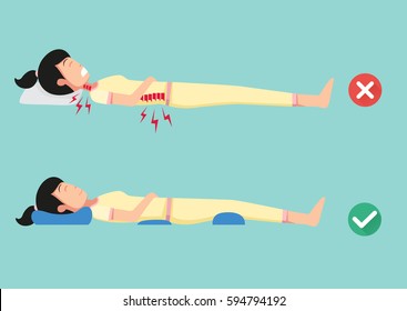 Orthopedic pillows,for a comfortable sleep and a healthy posture,Best and worst positions for sleeping, illustration, vector svg
