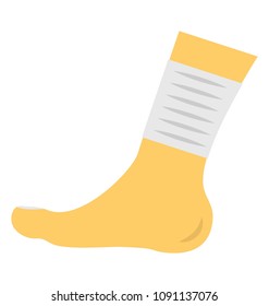 
Orthopedic plaster over ankle, foot plaster flat icon design
