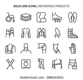 Orthopedic products, bold line icons. The illustrations are a vector, editable stroke, 48x48 pixel perfect files. Crafted with precision and eye for quality. svg