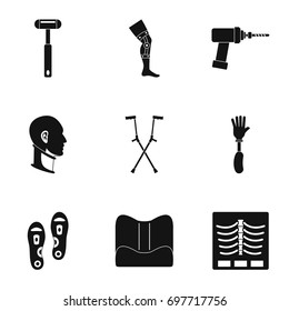 Orthopedic prosthetic icon set. Simple style set of 9 orthopedic prosthetic vector icons for web isolated on white background