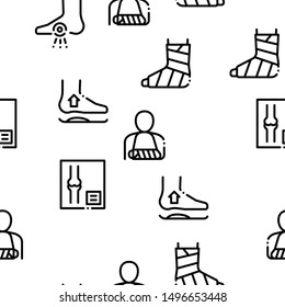 Orthopedic Seamless Pattern Vector Linear Pictograms. Black Contour Illustrations