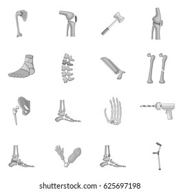 Orthopedic and spine icons set in monochrome style isolated vector illustration