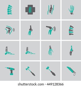  Orthopedic and spine symbol Set - vector illustration eps 10 mono symbols 