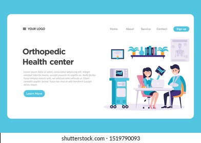 orthopedic surgeon medical checkup illustration for website landing page Premium Vector