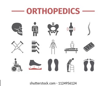 Orthopedic Trauma Rehabilitation Flat Icons Vector Stock Vector ...