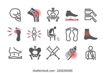 Orthopedic and trauma rehabilitation icons. Vector illustration.