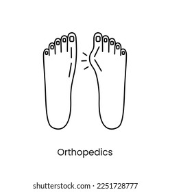 Orthopedics icon line in vector, illustration of the leg and leg with gout.