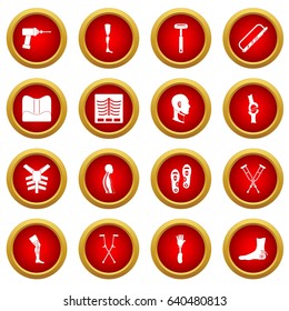 Orthopedics prosthetics icon red circle set isolated on white background