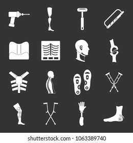 Orthopedics prosthetics icons set vector white isolated on grey background 