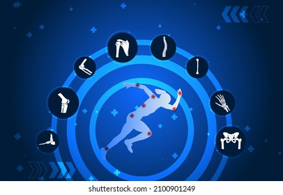Orthopedics with shadow painting of athletes and bone injuries.