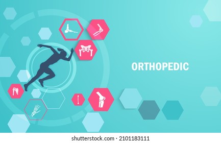 Orthopedics with shadow painting of athletes and bone injuries.