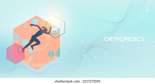 Orthopedics with shadow painting of athletes and bone injuries.